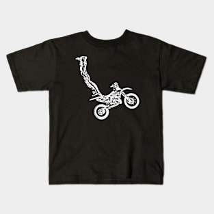 Motocross Jump Freestyle White Sketch Art Kids T-Shirt